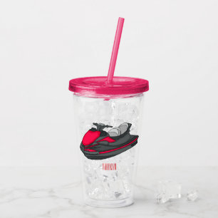 Jet ski cartoon illustration  acrylic tumbler