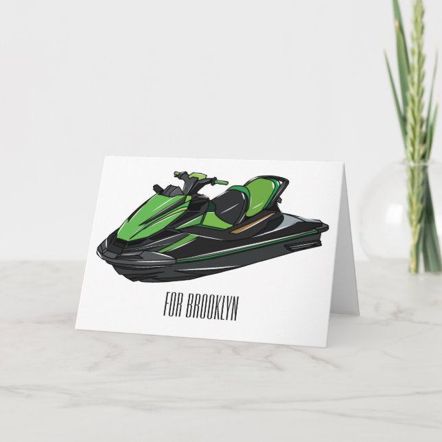 Jet ski cartoon illustration card (Front)