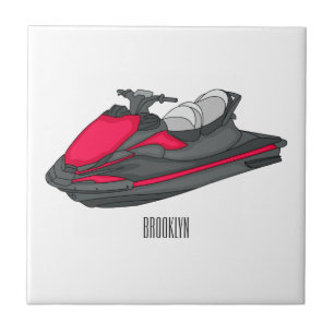 Jet ski cartoon illustration ceramic tile