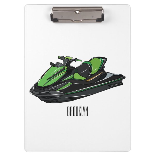 Jet ski cartoon illustration clipboard (Front)