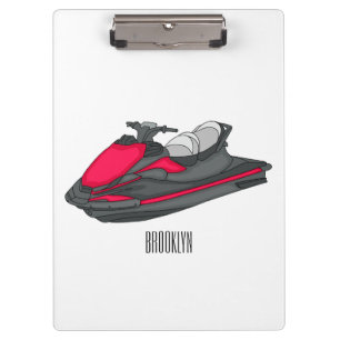 Jet ski cartoon illustration clipboard