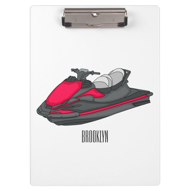 Jet ski cartoon illustration clipboard (Front)