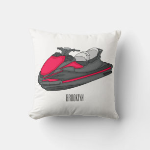 Jet ski cartoon illustration cushion