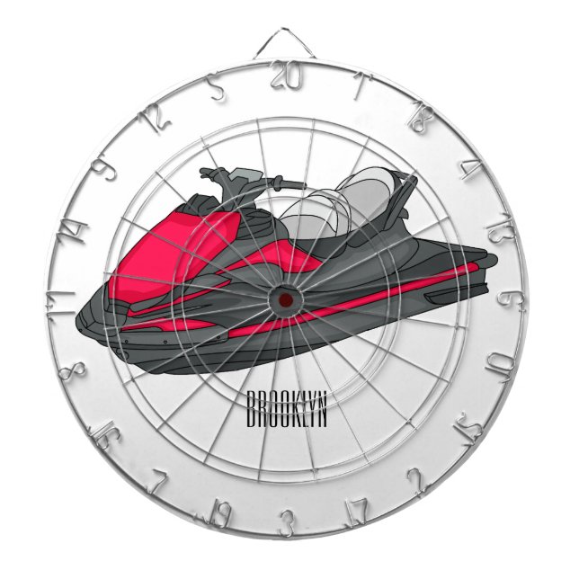 Jet ski cartoon illustration dartboard (Front)