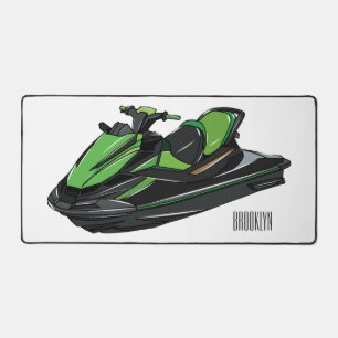 Jet ski cartoon illustration desk mat