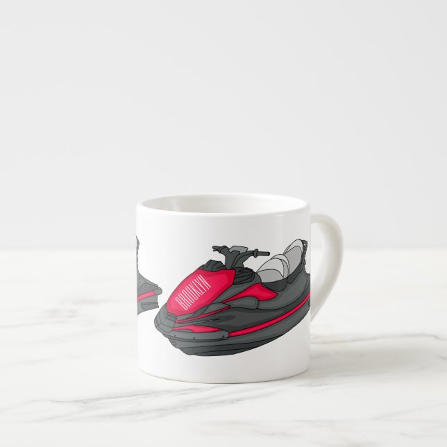 Jet ski cartoon illustration espresso cup (Front Right)