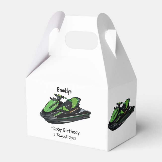 Jet ski cartoon illustration favour box (Front Side)