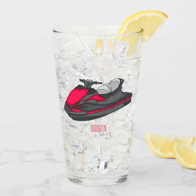 Jet ski cartoon illustration glass (Back Ice)