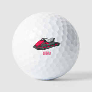 Jet ski cartoon illustration golf balls