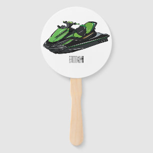 Jet ski cartoon illustration hand fan