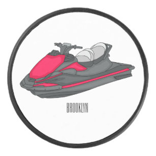 Jet ski cartoon illustration hockey puck
