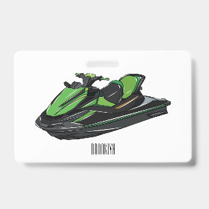 Jet ski cartoon illustration ID badge