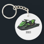 Jet ski cartoon illustration key ring<br><div class="desc">Jet ski cartoon illustration</div>