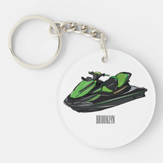 Jet ski cartoon illustration key ring