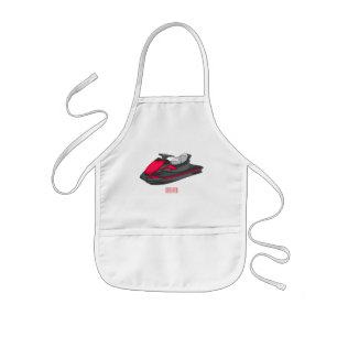 Jet ski cartoon illustration kids apron