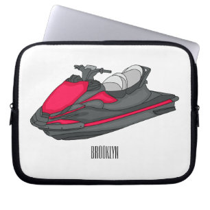 Jet ski cartoon illustration laptop sleeve