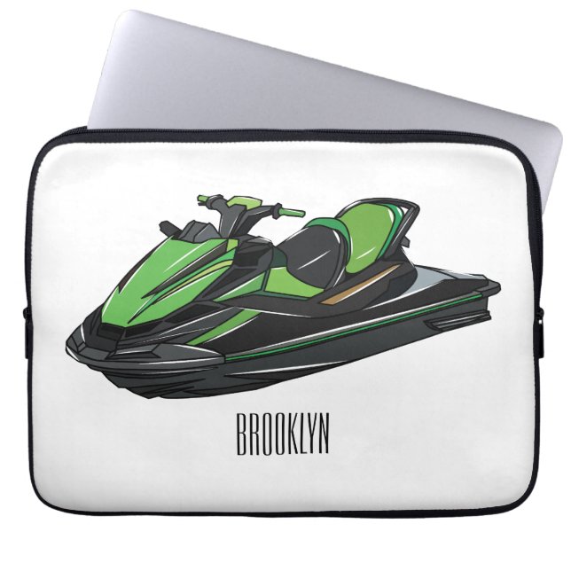 Jet ski cartoon illustration laptop sleeve (Front)