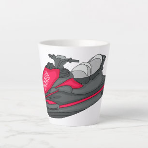 Jet ski cartoon illustration latte mug