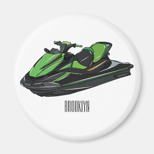 Jet ski cartoon illustration magnet