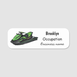 Jet ski cartoon illustration name tag