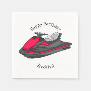 Jet ski cartoon illustration napkin