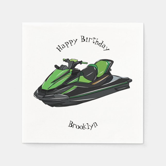 Jet ski cartoon illustration napkin (Front)
