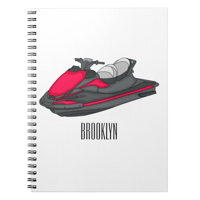 Jet ski cartoon illustration notebook (Front)