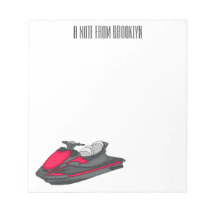 Jet ski cartoon illustration notepad