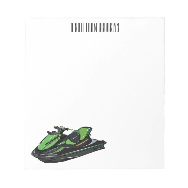 Jet ski cartoon illustration notepad (Front)