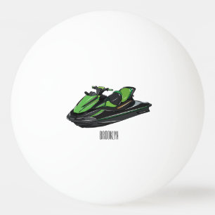 Jet ski cartoon illustration ping pong ball