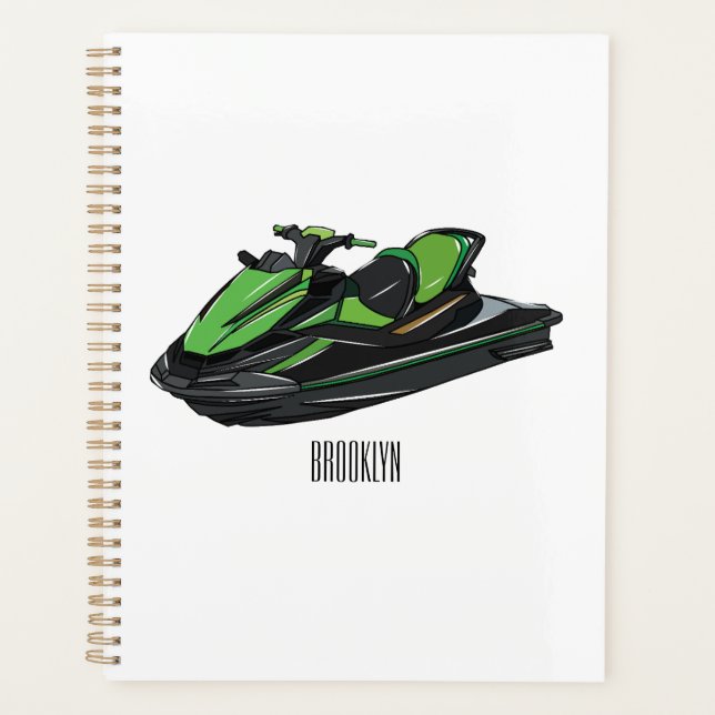 Jet ski cartoon illustration planner (Front)