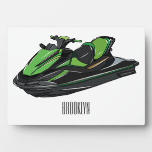 Jet ski cartoon illustration plaque