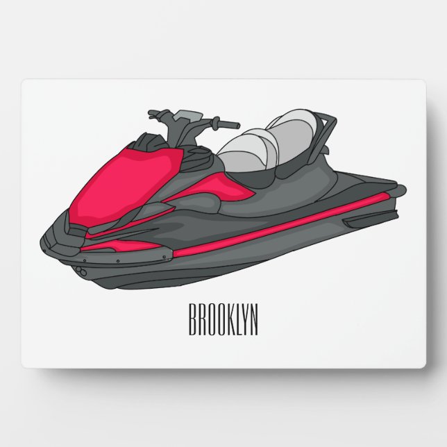 Jet ski cartoon illustration plaque (Front)