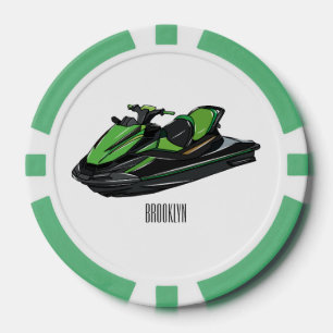 Jet ski cartoon illustration poker chips