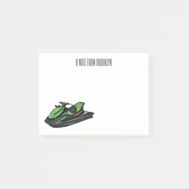 Jet ski cartoon illustration post-it notes (Front)