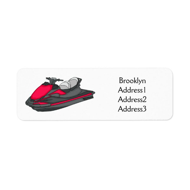 Jet ski cartoon illustration  return address label (Front)