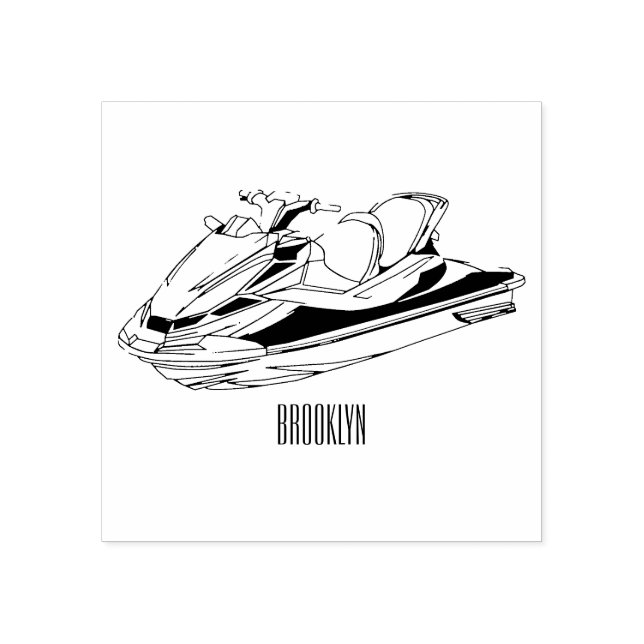 Jet ski cartoon illustration rubber stamp (Imprint)