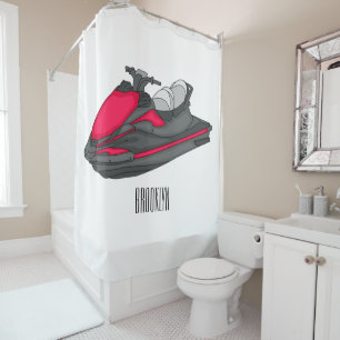Jet ski cartoon illustration shower curtain