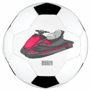 Jet ski cartoon illustration soccer ball