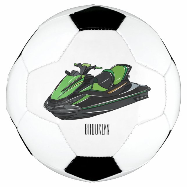 Jet ski cartoon illustration soccer ball (Front)