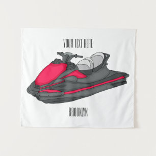 Jet ski cartoon illustration  tapestry