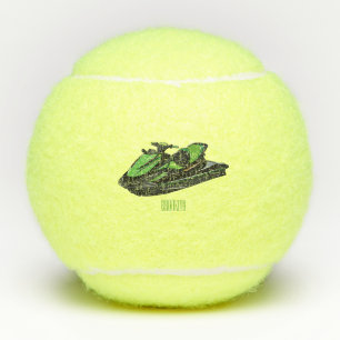 Jet ski cartoon illustration tennis balls