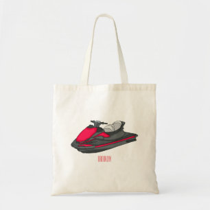 Jet ski cartoon illustration tote bag