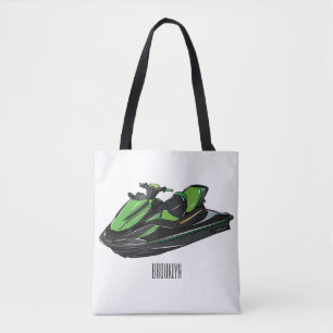 Jet ski cartoon illustration tote bag