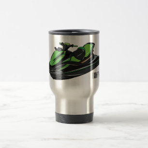 Jet ski cartoon illustration travel mug