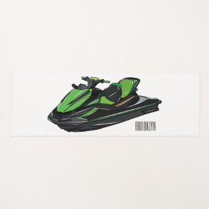 Jet ski cartoon illustration yoga mat