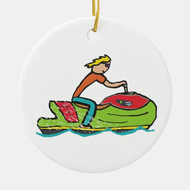 Jet Ski Ceramic Ornament (Front)