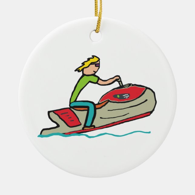Jet Ski Ceramic Ornament (Front)