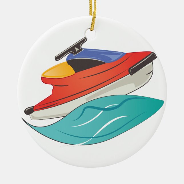 Jet Ski Ceramic Tree Decoration (Front)