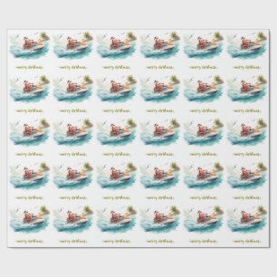 Jet Ski Christmas Holiday with Santa Claus Wrapping Paper